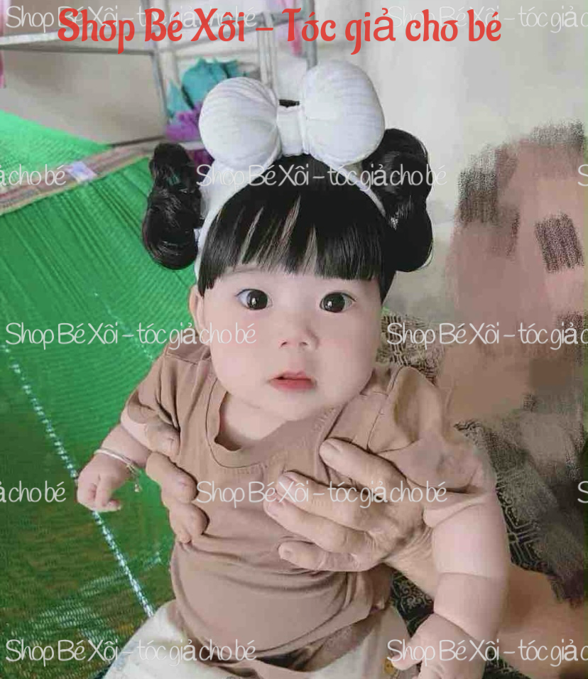 Băng đô tóc giả cho bé gái mái tự nhiên dễ thương – mềm mại, an toàn cho bé 3–12 tháng - Ảnh 3