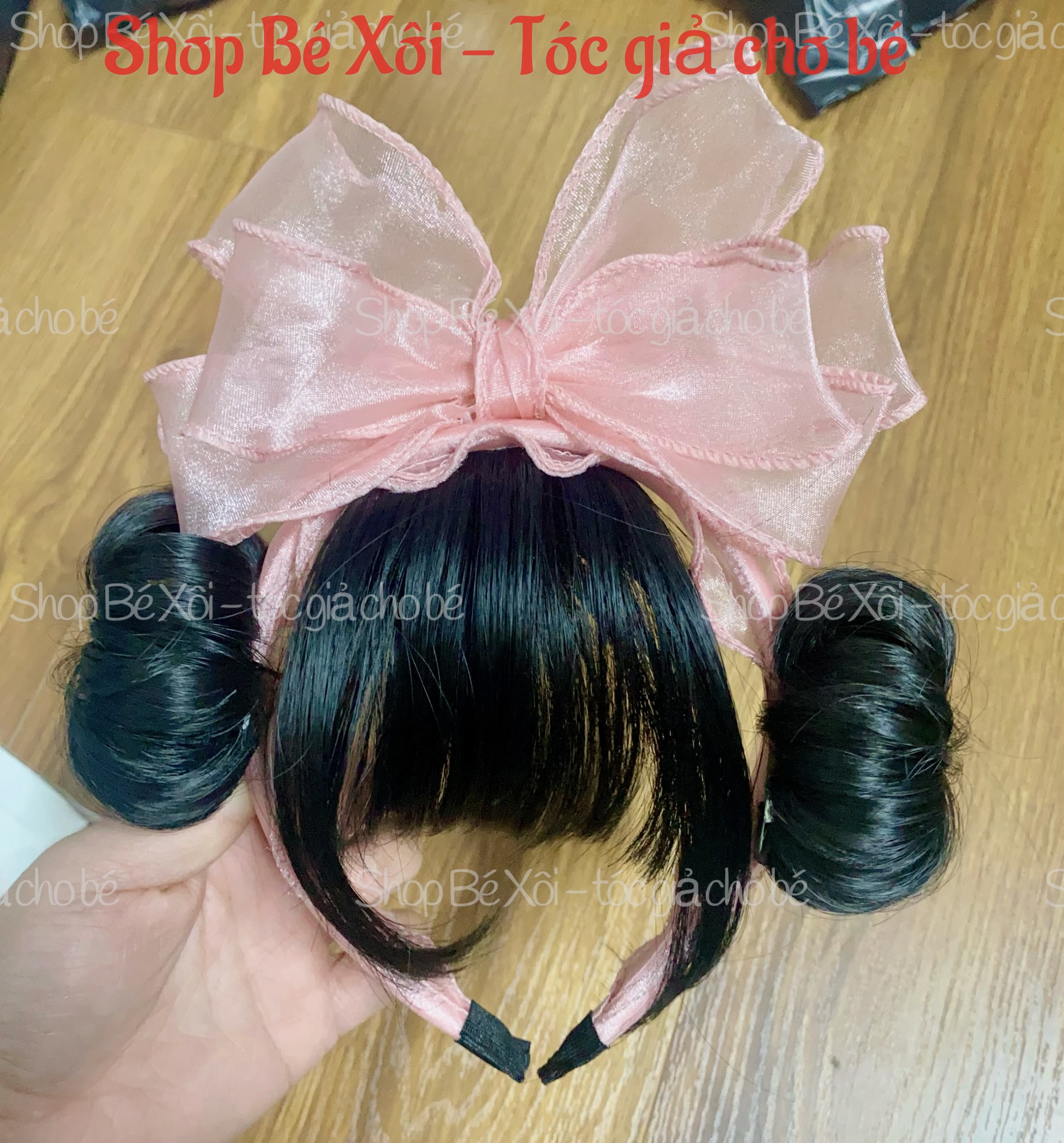 Bờm tóc giả cho bé nơ voan, cài tóc giả cho bé 8 tháng -2 tuổi - Ảnh 9