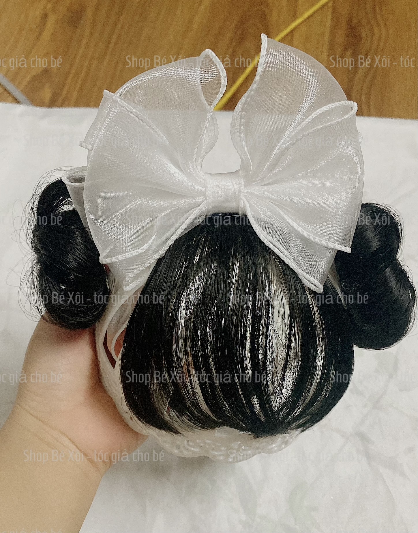 Bờm tóc giả cho bé nơ voan, cài tóc giả cho bé 8 tháng -2 tuổi - Ảnh 8